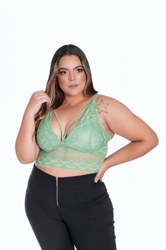 Body Plus Size com Renda Coral