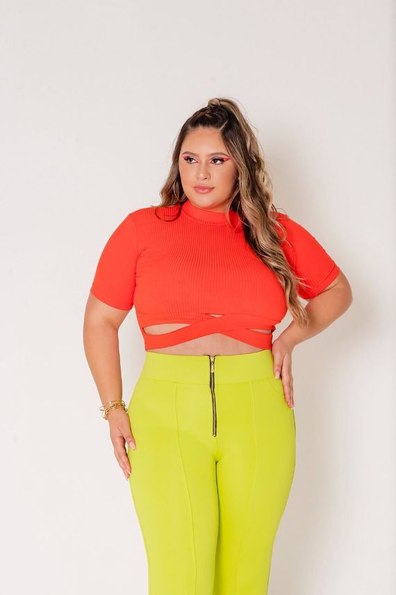 Calça Prada Preta Plus Size com Cinto - D - Ana Maya Curves