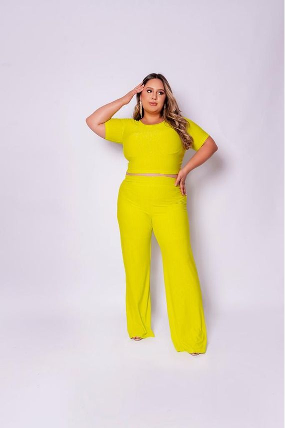 Conjunto Plus Size Cropped E Pantalona Ana Maya Curves Anamayacurves